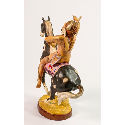 166a - Beswick prototype model of Indian on Horse: Painted in natural colours, height 28cm (made in the Roy... 