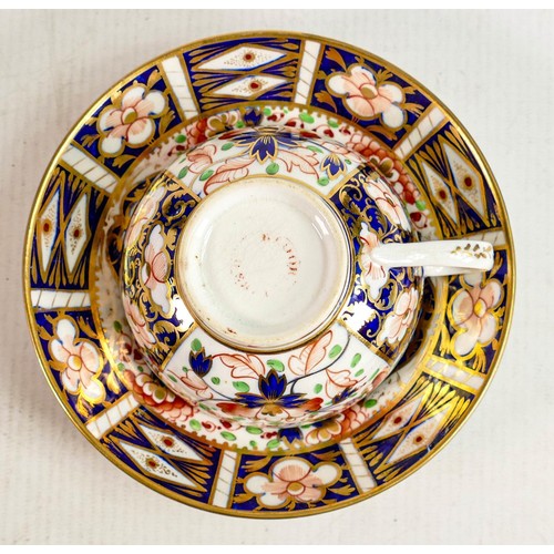 330 - Bloor Derby hand decorated Imari design cup & saucer: Diameter of cup 9cm