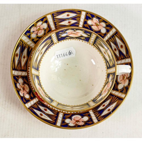 330 - Bloor Derby hand decorated Imari design cup & saucer: Diameter of cup 9cm