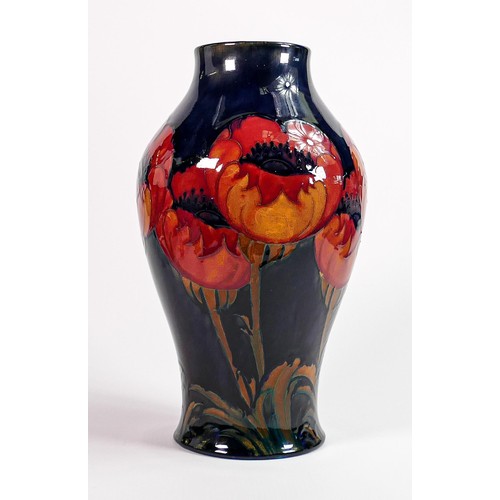 177 - William Moorcroft vase decorated in the Big Poppy design: On dark blue ground, c1930, full signature... 