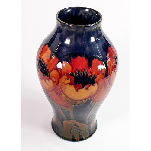 177 - William Moorcroft vase decorated in the Big Poppy design: On dark blue ground, c1930, full signature... 