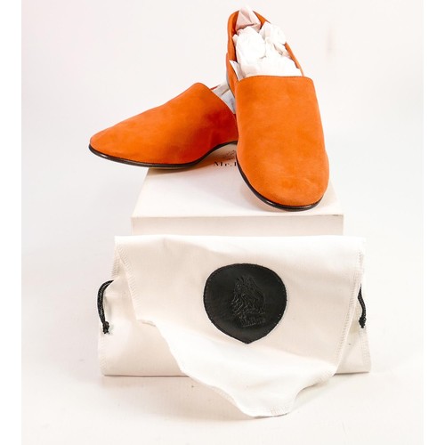 897 - Boxed Mr Hare Arno orange suede slip on shoe: Lightly used, Size UK 8, fits UK 7.5