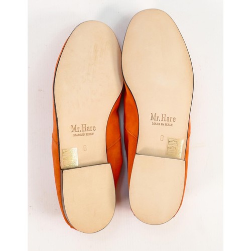 897 - Boxed Mr Hare Arno orange suede slip on shoe: Lightly used, Size UK 8, fits UK 7.5