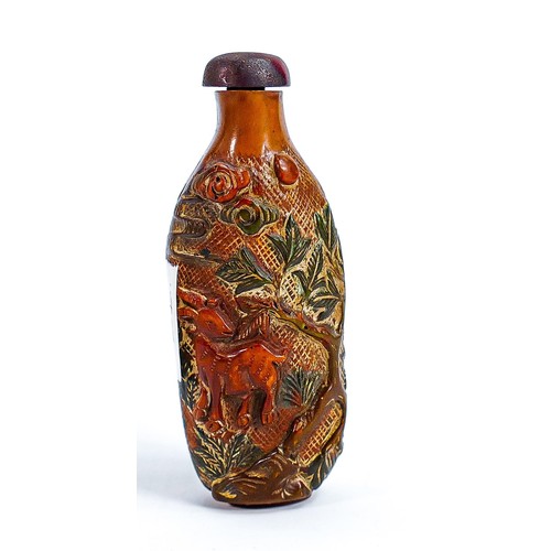 109 - Chinese carved Horn Perfume bottle: Height 7.8cm