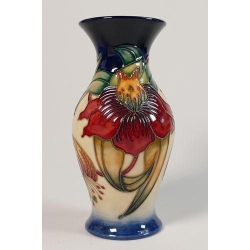 213 - Moorcroft Anna Lily Patterned Vase: height 19cm, boxed