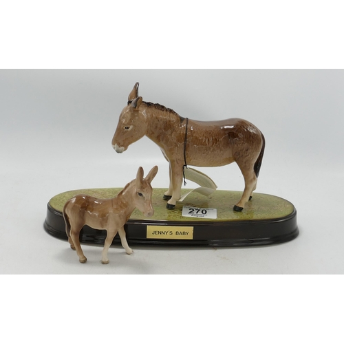 270 - Beswick donkey Jenny's Baby: on ceramic base ( foal need regluing)