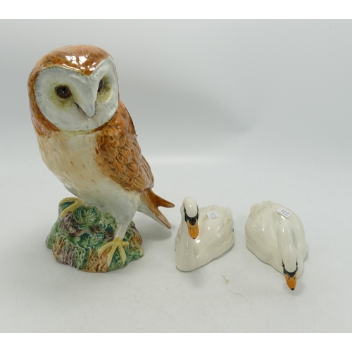 271 - Beswick large barn owl : together with two swans (3)