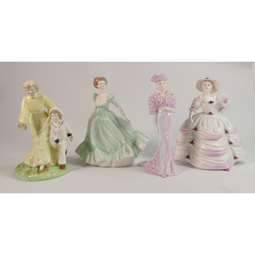 315 - Coalport Ladies of Fashion Figures: Southern Belle, Christabel, Summer Days, with similar David Shil... 