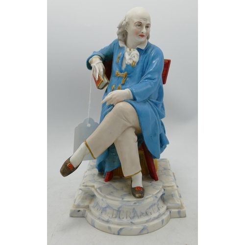 73 - 19th century coloured parian figure P J de Beringer by A Carrier 1851: Hand reglued, measuring 20cm ... 