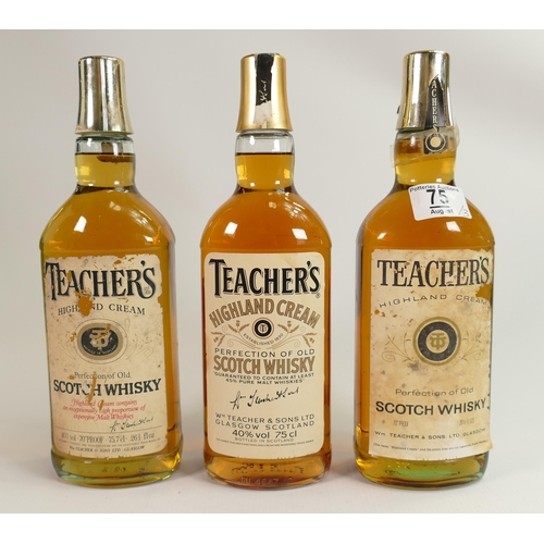 75 - A collection of Vintage Whisky to include Three Bottles of Teachers Highland Cream Whisky(3)