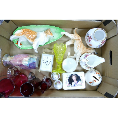 851 - A mixed collection of items to include: damaged Royal Doulton Dog, Floral Hammersley & Caverswall po... 