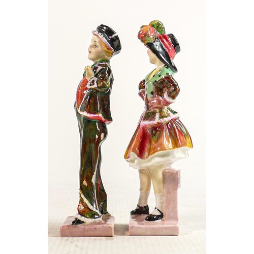 188 - Royal Doulton character figures: Pearly Boy HN2767 (paint loss to rear) and Pearly Girl HN2769 (hair... 