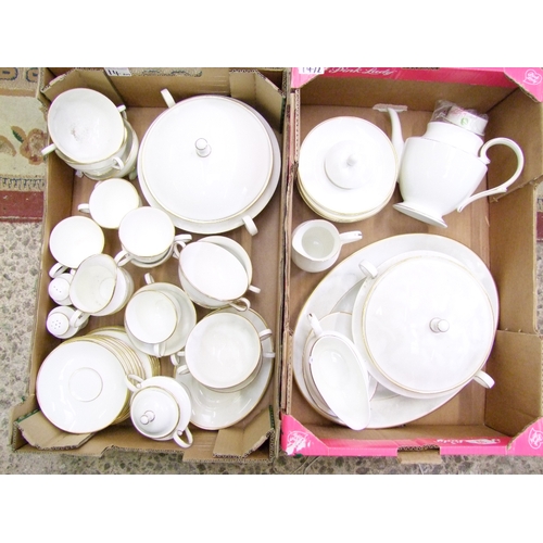 14 - Royal Grafton Cambridge Gold Tea and Dinner ware including lidded tureens, tea cups and saucers, sou... 