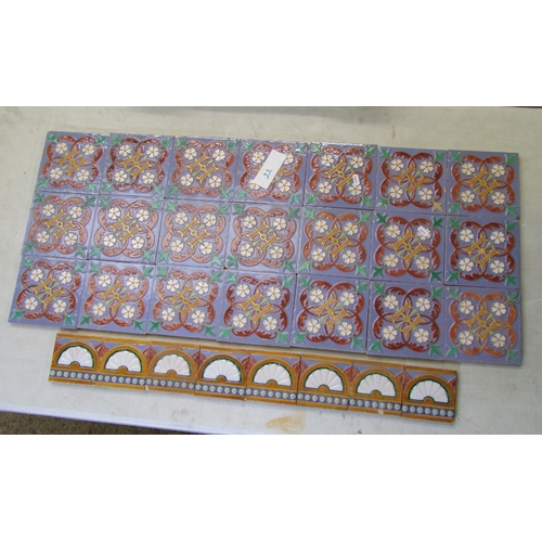 127 - 21 x Minton & Co tiles with 'H' motif, 15cm x 15cm x 12mm thick (21) together with 8 border tiles 10... 