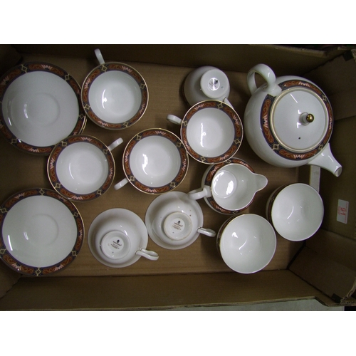 91 - Wedgwood Chippendale Patterned Tea set to include, Teapot, 6 Cups and Saucers, Milk Jug and 2 sugar ... 