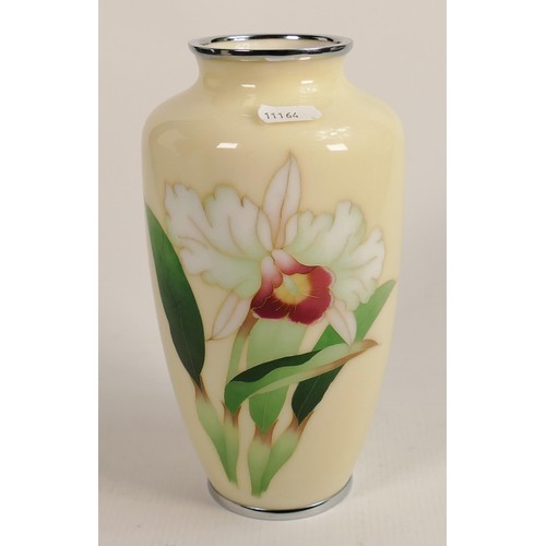 186 - Japanese Floral Decorated High Fired Vase: height 21cm