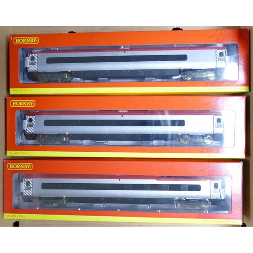 1310 - Hornby R4274B x 2 & R4271 OO gauge Pendolino Standard Open & Buffet Coach Model Train Rolling Stock,... 