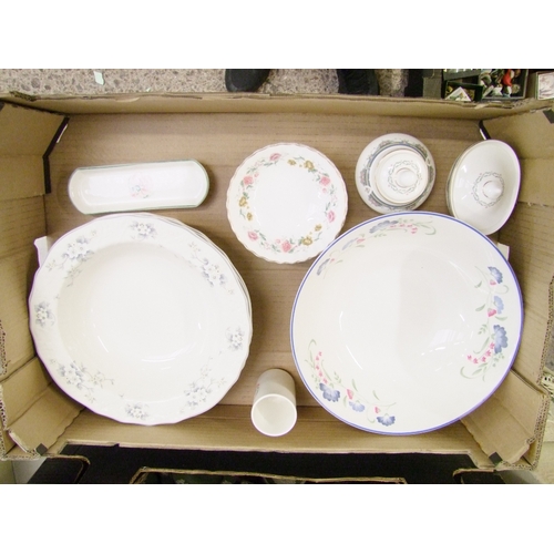 15 - Royal Doulton rimmed floral bowls: together with Expressions fruit bowl, cups & saucers etc