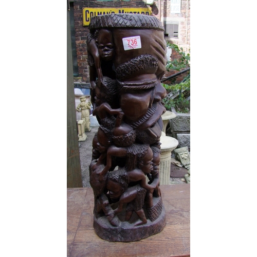 736 - Carved hardwood African 'totem', 57cm H.