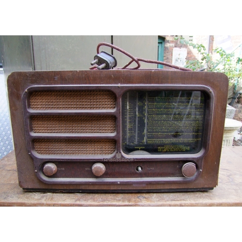 737 - Ambassador branded wooden cased valve radio.