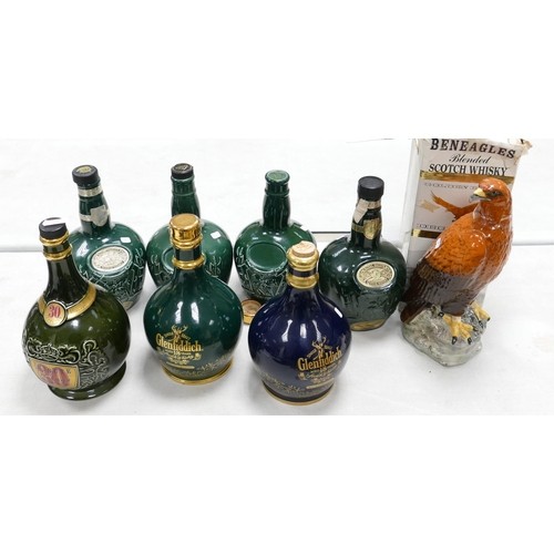 1018 - A collection of Glenfiddich ,Royal Salute & Beneagles Whiskey Decanters (8)