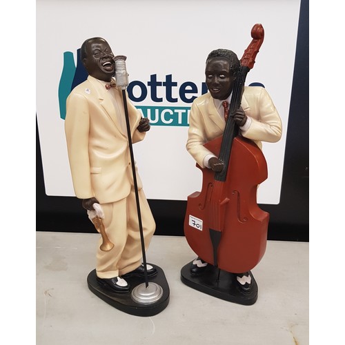 129 - Two Large Figures of Jazz Musicians: (end of double bass repaired).