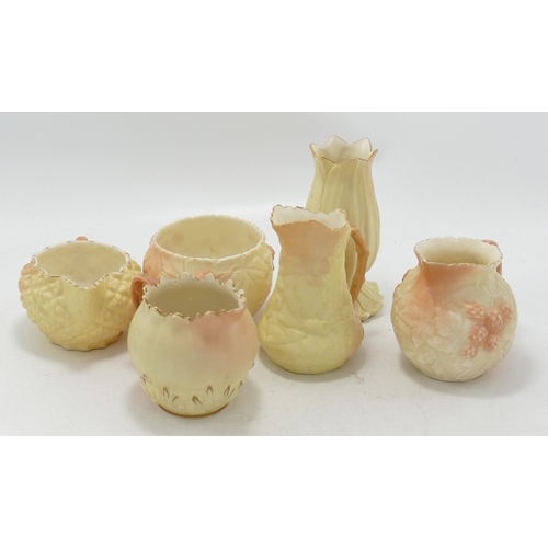 115 - A collection of Royal Worcester Embossed  Blush vases & jugs, height of tallest 11cm(6)