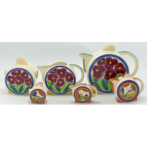 182 - Moorland Pottery Chelsea Works Art Deco style tea set together with a miniature version. (6)