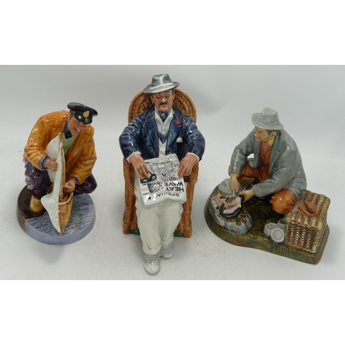 189 - Royal Doulton Character Figures Sailors Holiday Hn2442, Seconds Taking Things Easy Hn2877 & Matt Bon... 