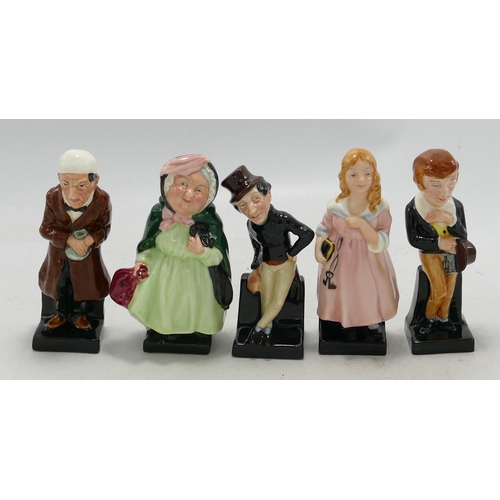 192 - Roya Doulton small Dickens figures to include Sairy gamp, Scrooge , Jingle, little Nell and David Co... 