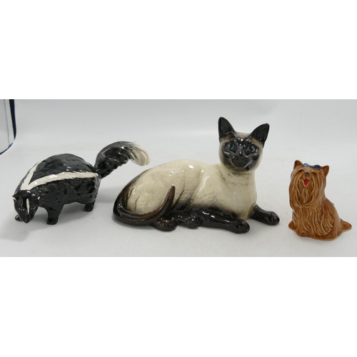 198 - Beswick Siamese Cat 1559, Skunk & Yorkshier Terrier (3)