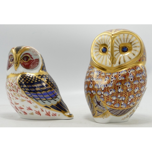 21 - Royal Crown Derby Tawny Owl & Barn Owl, both gold stopper (2)