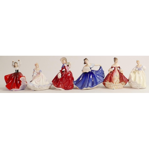 219 - Royal Doulton Small Lady Figures Fair Lady Hn3216, Ninette Hn3215, Karen Hn3270 , Elaine Hn3214, Sou... 