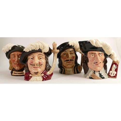 233 - Royal Doulton Large Character Jugs Aramis D6441, Porthos D6440, D'artagnan D6691 & Athos D6452(4)