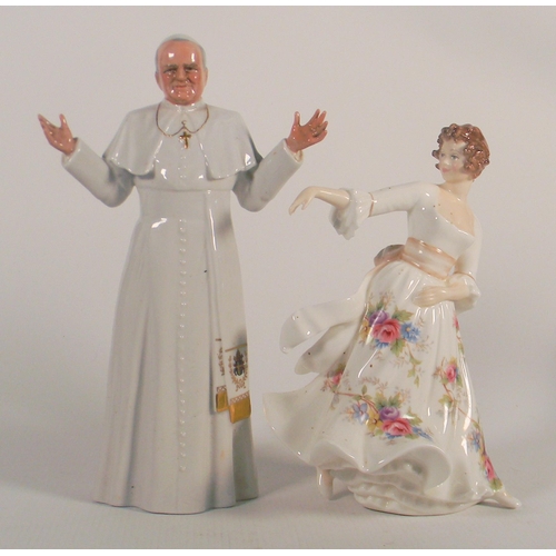 254 - Royal Doulton figures His Holiness Pope John Paul II ( hand restored) and Hazel ( 2nds)