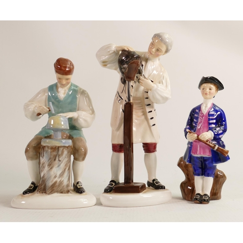 268 - Royal Doulton Williamsburg Figures Silversmith Hn2208, Boy Hn2163 & Wigmaker Hn2239(3)