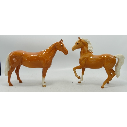 294 - Beswick prancing palomino 1261 together with palomino huntsmans horse (2)