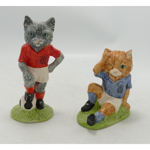 365 - Beswick Limited Edition Footballing Felines Figures Kit Cat & Mee Ouch(2)