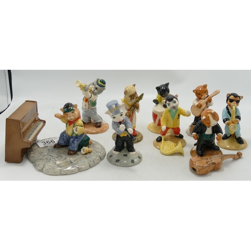 366 - A Collection of Beswick Cats Chorus figures to include One Cool Cat, Cat Walking Bass, Glam Guitar, ... 