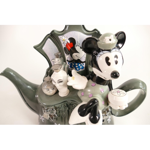 423 - Disney Showcase Cardew Design Limited Edition Novelty Teapot Minnie Mouse Dressing Table: height 23c... 