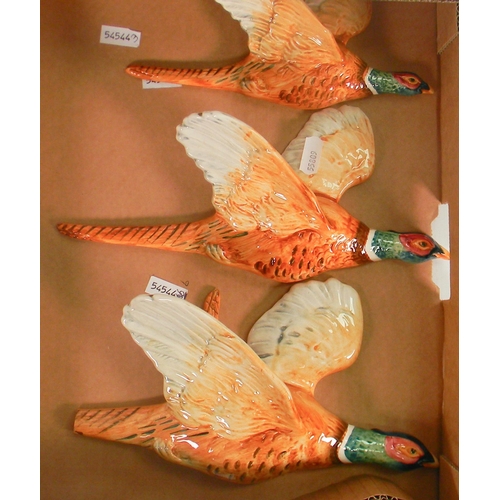 57 - Beswick Pheasant Wall Plaques, 661-1 damaged at tail 661-2 & 661-3(3)