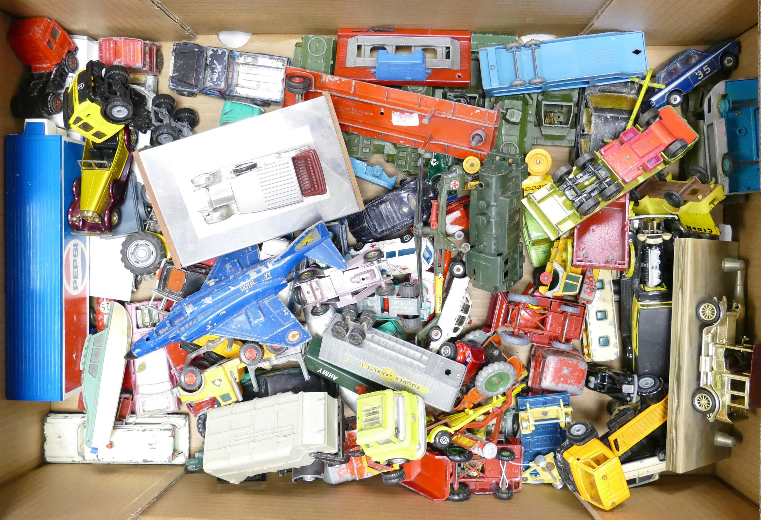 A mixed collection of Vintage Toy Cars , vehicles & similar including