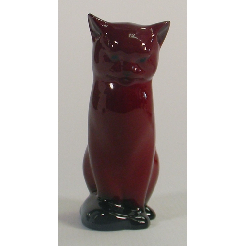 65 - Royal Doulton Flambe Figure Seated Cat, height 13cm