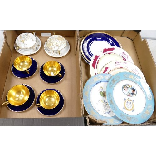 95 - A collection of Aynsley items to include gilt & blue cups and saucers, damaged Orchard Gold cup & sa... 