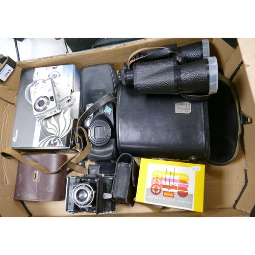 1243 - A collection of camera equipment including Premier Digital Camera, Pentax Compact Camera, Zeiss Icon... 