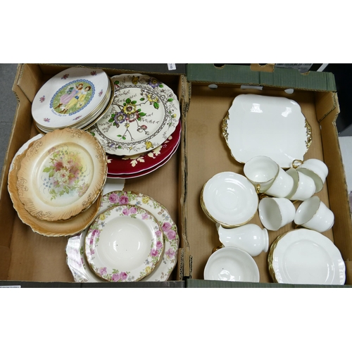 1269 - A mixed collection of items to include gilded tea ware, decorative plates, Royal Doulton valentine p... 