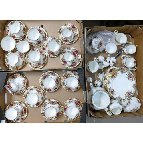 1272 - A collection of Royal Albert Old Country Roses items to include trio's, tea pot, plates etc (3 trays... 