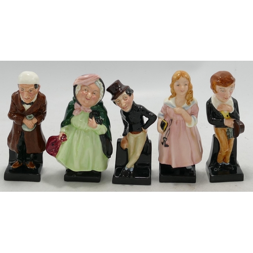 192 - Roya Doulton small Dickens figures to include Sairy gamp, Scrooge , Jingle, little Nell and David Co... 