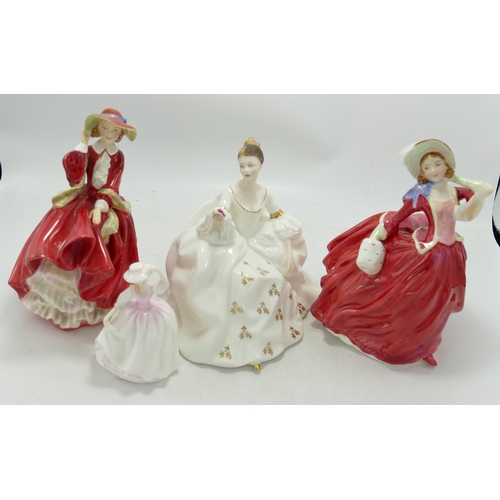 194 - Royal Doulton lady figures to include Top O the hill HN1834, My Love HN2339 ,Autumn Breezes and a sm... 