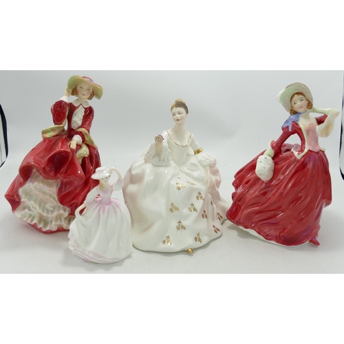 194 - Royal Doulton lady figures to include Top O the hill HN1834, My Love HN2339 ,Autumn Breezes and a sm... 